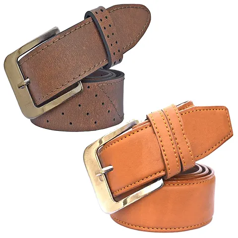 Exceptional PU Leather Casual And Formal Belts For Men (Pack Of 2)