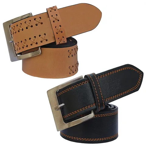 Exceptional PU Leather Casual And Formal Belts For Men (Pack Of 2)