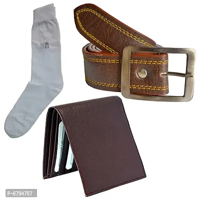 Loopa Formal And Casual PU Belts, Wallet And Socks Combo ( Size 28 To 38 )-thumb0