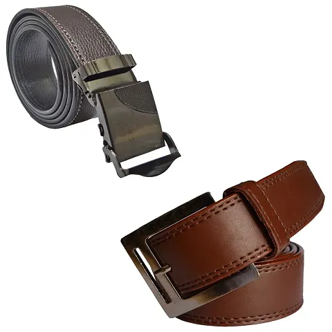 Alluring PU Leather Casual And Formal Belts For Men (Pack Of 2)