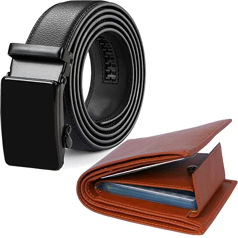 Stylish Synthetic Wallet With Belt For Men