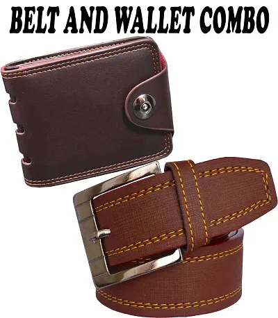 Stylish Synthetic Wallet With Belt For Men