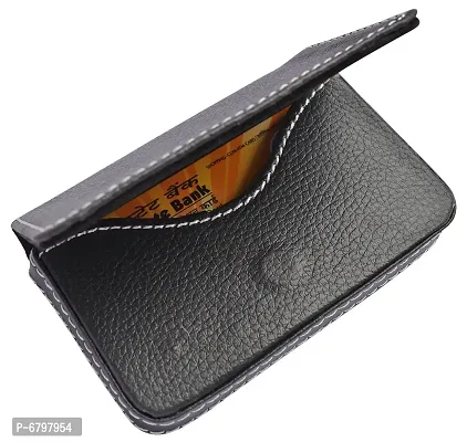 Loopa Black Synthetic Leather 10 Card Holder For Men-thumb0