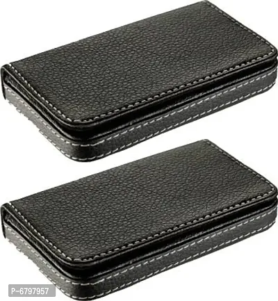 Loopa Black Synthetic Leather Card Holder For Men- Pack Of 2