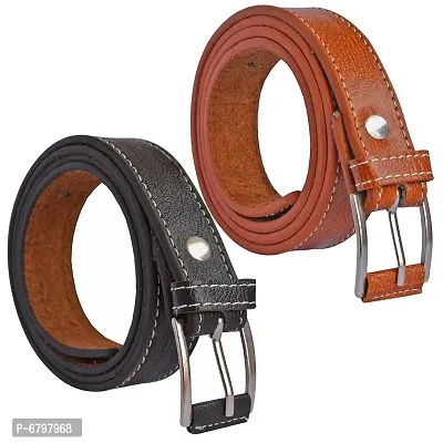 Loopa Formal And Casual PU Belts Combo ( Pack of 2 )-thumb0