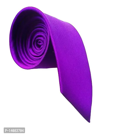 Sunshopping plain silk narrow black tie(black001) (purple)