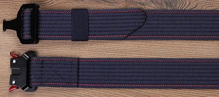 Sunshopping Men's Nylon woven fabric Belt,Hole free Nylon Belt (BAG-5-BL) (Free Size, Navy Blue)-thumb2