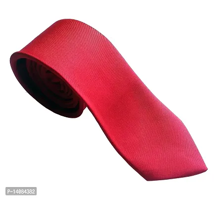 Sunshopping plain silk narrow red tie (black001)