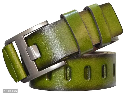 Sunshopping Men's Sky Blue Synthetic Leather Belt (Dark Green, 30)-thumb0