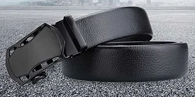 Sunshopping Men's Formal  Casual Black PU Leather Autolock Grip Belt (HTP-32)-thumb3