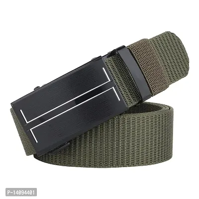 Sunshopping Men?s Causal Nylon Woven Fabric Auto-lock buckle Belt (BAG-78) (Free Size, Green)-thumb2