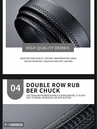 Sunshopping Men's Formal  Casual Black PU Leather Autolock Grip Belt (HTP-32)-thumb3