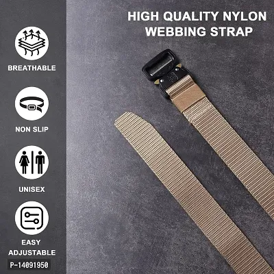 Sunshopping Men's Nylon woven fabric Belt,Hole free Nylon Belt (BAG-1-BL) (Free Size, Cream)-thumb3