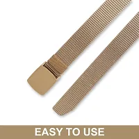 Sunshopping Men's Nylon woven fabric Belt, Hole free ,flap buckle (BAG-3-BL) (Free Size, Cream)-thumb1