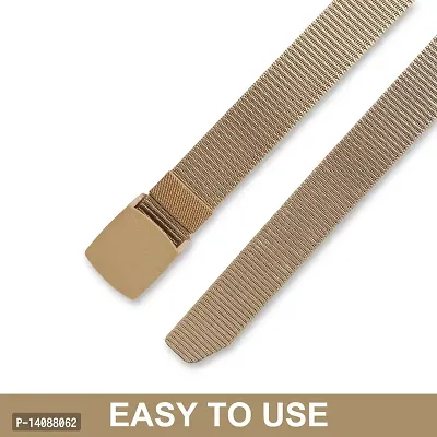 Sunshopping Men's Nylon woven fabric Belt, Hole free ,flap buckle (BAG-3-BL) (Free Size, Cream)-thumb2