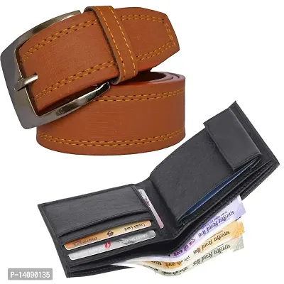 Leather Belt Wallet Combo For Men