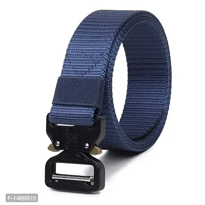 Sunshopping Men's Nylon woven fabric Belt,Hole free Nylon Belt (BAG-1-BL) (Free Size, Navy Blue)