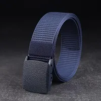 Sunshopping Men's Nylon woven fabric Belt, Hole free ,flap buckle (BAG-3-BL) (Free Size, Navy Blue)-thumb4
