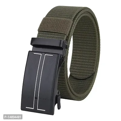 Sunshopping Men?s Causal Nylon Woven Fabric Auto-lock buckle Belt (BAG-78) (Free Size, Green)