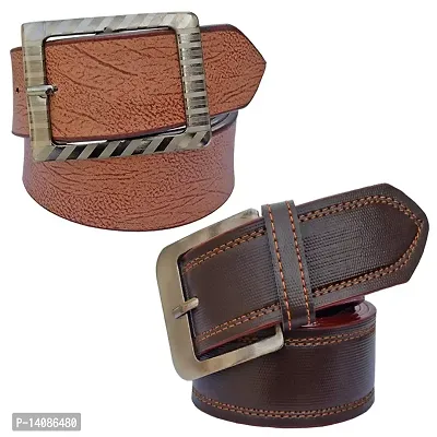 Sunshopping Men's Brown Synthetic Leather Belt Combo-thumb0