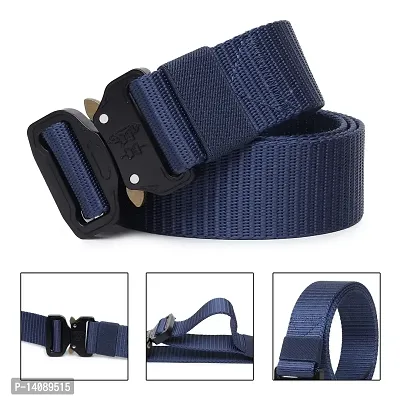 Sunshopping Men's Nylon woven fabric Belt,Hole free Nylon Belt (BAG-1-BL) (Free Size, Navy Blue)-thumb2