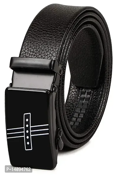 Sunshopping Men's Formal PU Leather Black Autolock Grip Belt (HTP-2-BL) (Free Size, Black-1)
