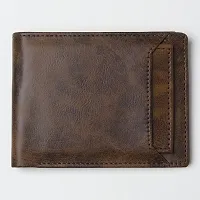 Sunshopping Men's Formal  Casual Brown Synthetic Leather Wallet (FRD-1-DBR)-thumb2