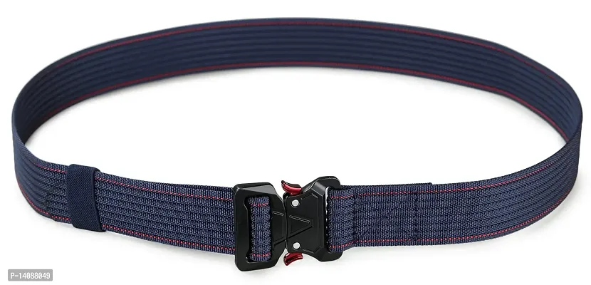 Sunshopping Men's Nylon woven fabric Belt,Hole free Nylon Belt (BAG-5-BL) (Free Size, Navy Blue)-thumb5