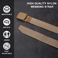 Sunshopping Men's Nylon woven fabric Belt, Hole free ,flap buckle (BAG-3-BL) (Free Size, Cream)-thumb2