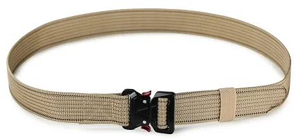 Sunshopping Men's Nylon woven fabric Belt,Hole free Nylon Belt (BAG-5-BL) (Free Size, Beige)-thumb3