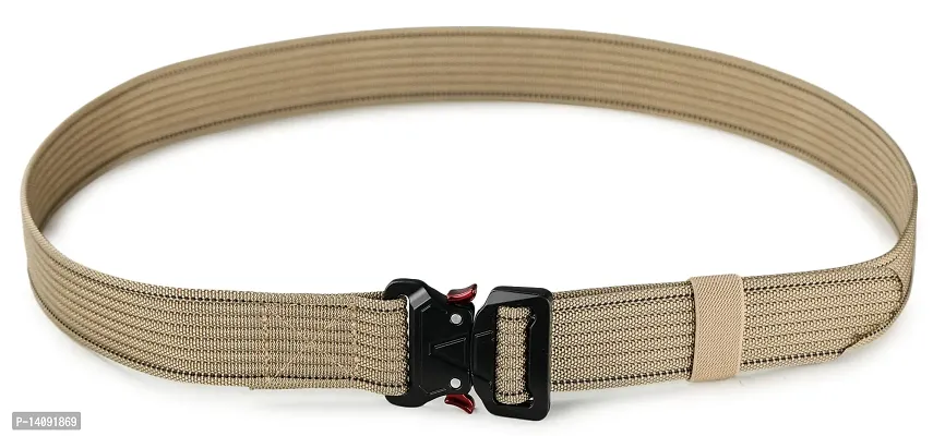 Sunshopping Men's Nylon woven fabric Belt,Hole free Nylon Belt (BAG-5-BL) (Free Size, Beige)-thumb4