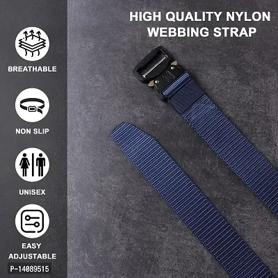 Sunshopping Men's Nylon woven fabric Belt,Hole free Nylon Belt (BAG-1-BL) (Free Size, Navy Blue)-thumb5