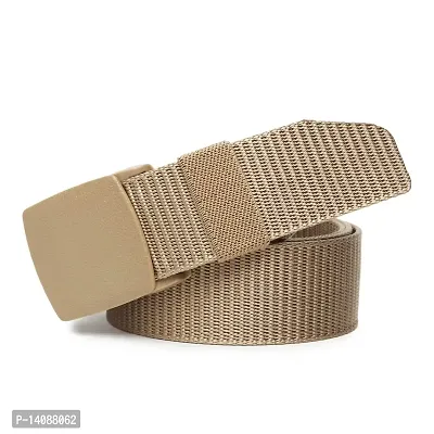 Sunshopping Men's Nylon woven fabric Belt, Hole free ,flap buckle (BAG-3-BL) (Free Size, Cream)-thumb4