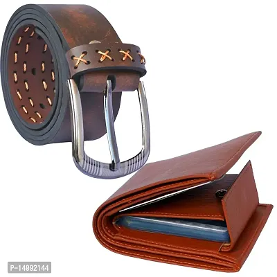 Sunshopping Men's Formal  Casual PU Leather Belt  Wallet Combo-thumb0