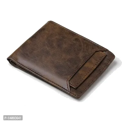 Sunshopping Men's Formal  Casual Brown Synthetic Leather Wallet (FRD-1-DBR)-thumb0