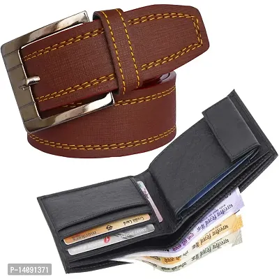 Sunshopping Men's Formal  Casual PU Leather Belt  Wallet Combo (XCBN)