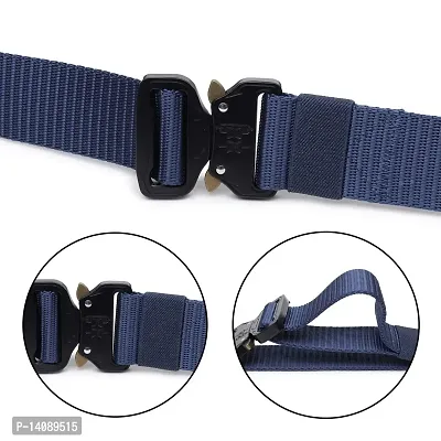 Sunshopping Men's Nylon woven fabric Belt,Hole free Nylon Belt (BAG-1-BL) (Free Size, Navy Blue)-thumb4