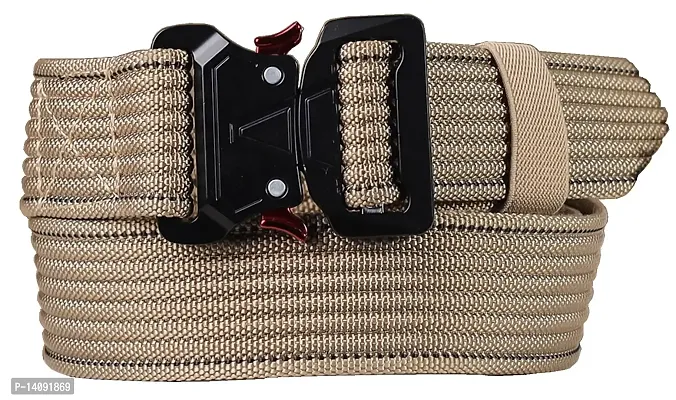 Sunshopping Men's Nylon woven fabric Belt,Hole free Nylon Belt (BAG-5-BL) (Free Size, Beige)