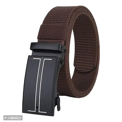 Sunshopping Men?s Causal Nylon Woven Fabric Auto-lock buckle Belt (BAG-39) (Free Size, Brown)