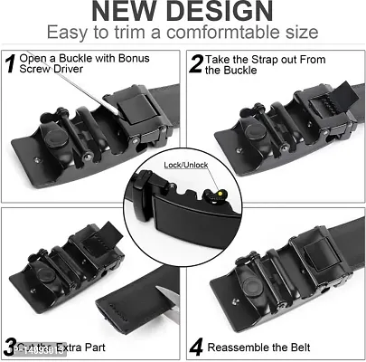 Sunshopping Men's Formal PU Leather Black Autolock Grip Belt (HTP-1-BL) (Free Size, Black-2)-thumb3
