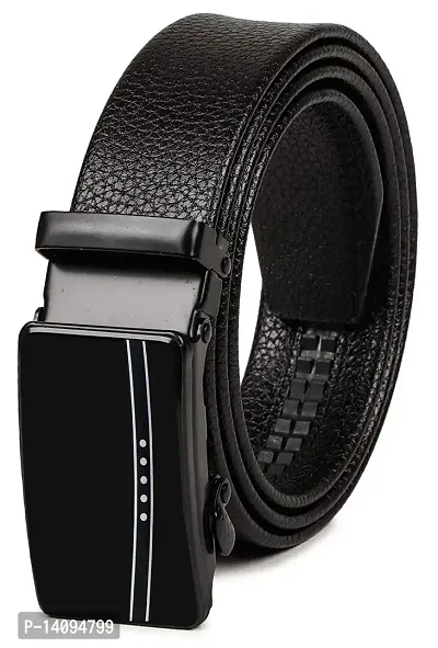 Sunshopping Men's Formal PU Leather Black Autolock Grip Belt (HTP-1-BL) (Free Size, Black-3)