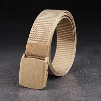 Sunshopping Men's Nylon woven fabric Belt, Hole free ,flap buckle (BAG-3-BL) (Free Size, Cream)-thumb4