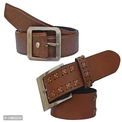 Sunshopping Men's Brown Synthetic Leather Belt Combo-thumb0