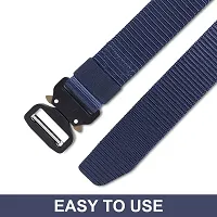Sunshopping Men's Nylon woven fabric Belt,Hole free Nylon Belt (BAG-1-BL) (Free Size, Navy Blue)-thumb2