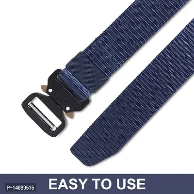Sunshopping Men's Nylon woven fabric Belt,Hole free Nylon Belt (BAG-1-BL) (Free Size, Navy Blue)-thumb3