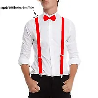 WHOLESOME DEAL unisex red and black stretchable suspender with bow combo(susbw001) (Royal blue And Red)-thumb2
