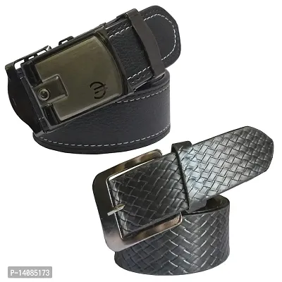 Sunshopping Men's Black Synthetic leather Belt Combo-thumb0