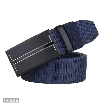 Sunshopping Men?s Causal Nylon Woven Fabric Auto-lock buckle Belt (BAG-78) (Free Size, Navy Blue)-thumb2