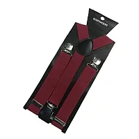 WHOLESOME DEAL unisex red and black stretchable suspender with bow combo(susbw001) (Red And Maroon)-thumb2