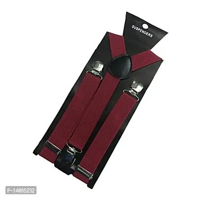 WHOLESOME DEAL unisex red and black stretchable suspender with bow combo(susbw001) (Red And Maroon)-thumb3